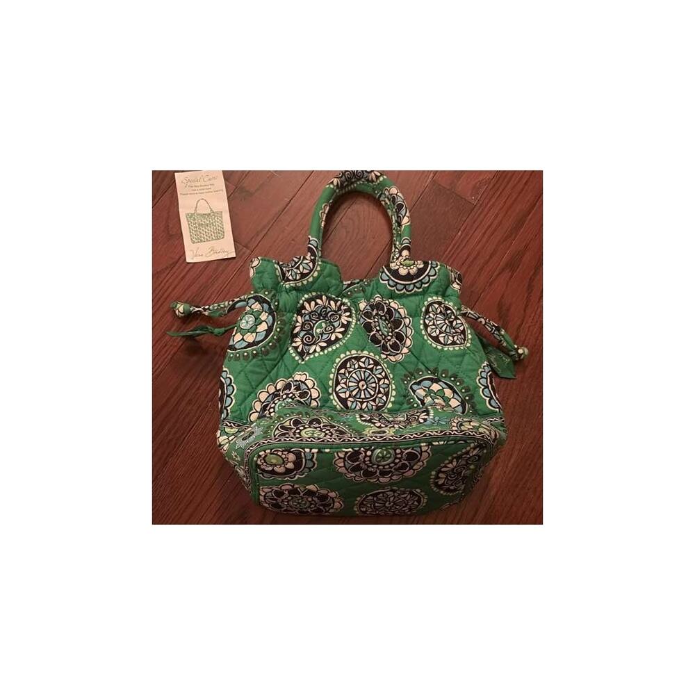 Vera Bradley Quilted Green Medallion Drawstring Tote Bag - Picture 2 of 5